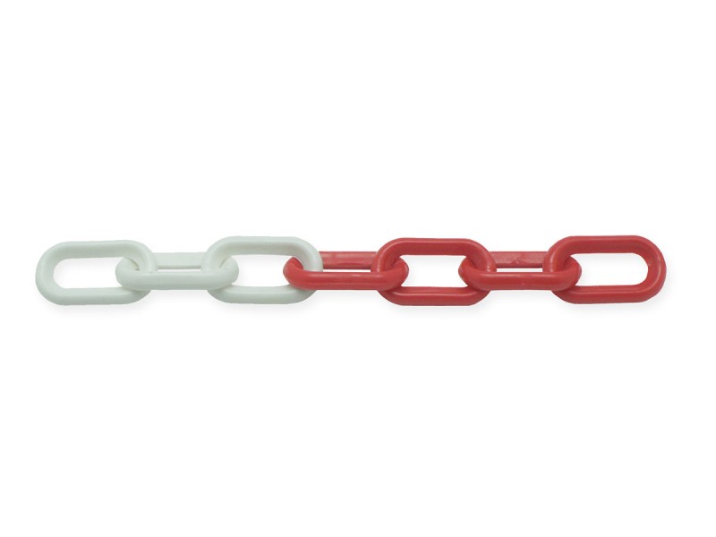 Chaîne de signalisation plastique blanc/rouge - 25m - Ø8mm Chaîne de signalisation plastique blanc/rouge - 25m - Ø8mm