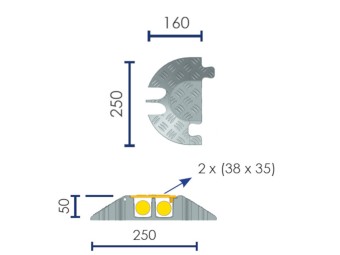 Passe-câbles à capot en caoutchouc 2 canaux CP1081