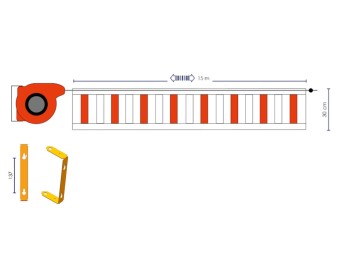 Enrouleur avec bandeau de signalisation - 15m maxi - rouge/blanc