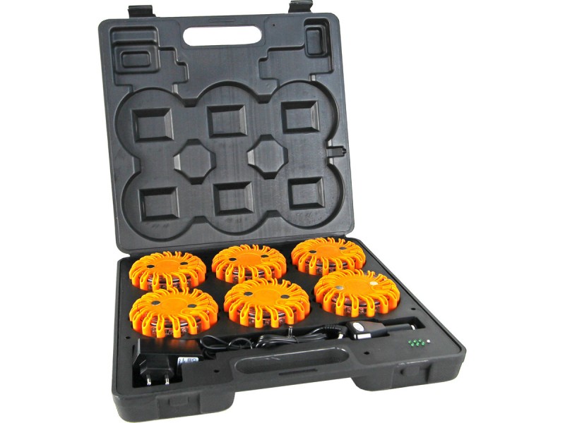 Malette de 6 flash à led de chantier - 9 positions - orange