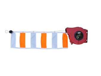 Enrouleur avec bandeau de signalisation - 15m maxi - rouge/blanc