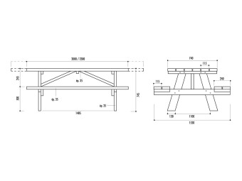 Table pique-nique Munich 200 cm