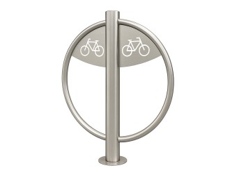 Support vélo rond en inox avec picto cycle