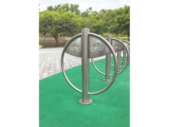 Support vélo rond en inox avec picto cycle