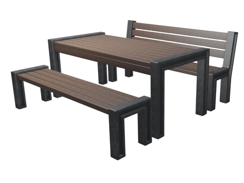 Table + bancs de pique-nique en plastique recyclé HYDEPARK Table + bancs de pique-nique en plastique recyclé HYDEPARK