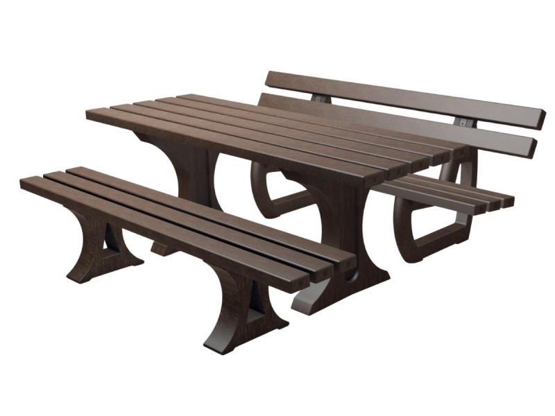 Table + bancs de pique-nique en plastique recyclé TIVOLI Table + bancs de pique-nique en plastique recyclé TIVOLI
