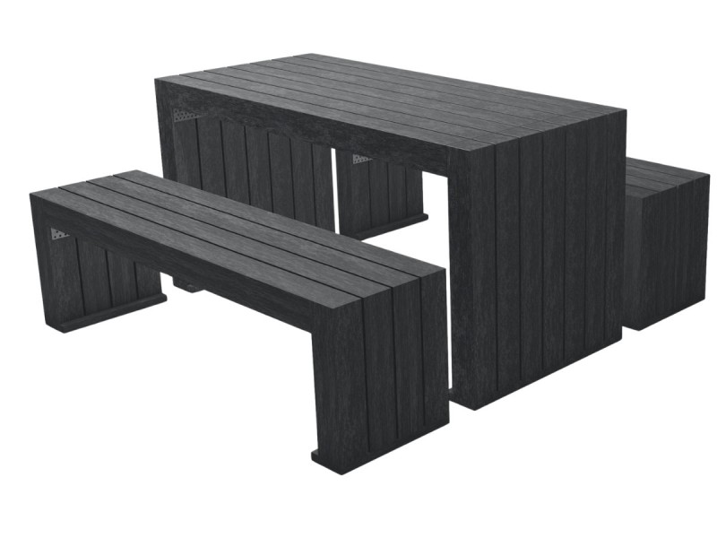 Table + bancs de pique-nique en plastique recyclé CALERO