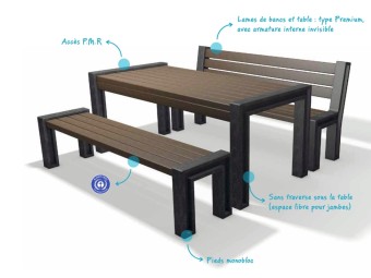 Table + bancs de pique-nique en plastique recyclé HYDEPARK