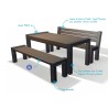 Table + bancs de pique-nique en plastique recyclé HYDEPARK