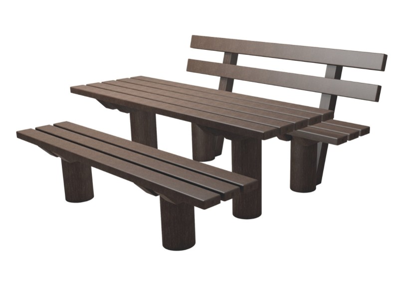 Table + bancs de pique-nique en plastique recyclé TAUNUS