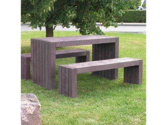 Table + bancs de pique-nique en plastique recyclé CALERO