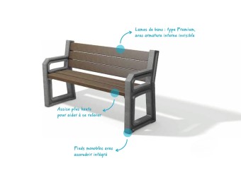 Banc extérieur sénior réhaussé en plastique recyclé TARLOS