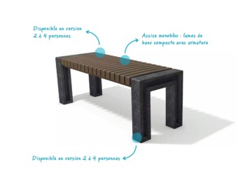 Banc d'extérieur en plastique recyclé UENO