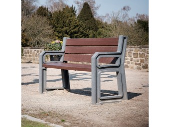 Banc extérieur sénior réhaussé en plastique recyclé TARLOS