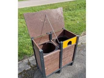 Corbeille extérieur tri sélectif en plastique recyclé