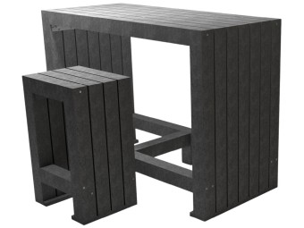 Bar + tabourret exterieur en plastique recyclé CALERO