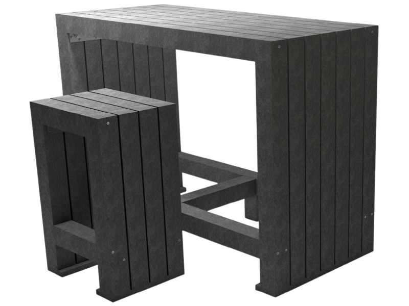 Bar + tabourret exterieur en plastique recyclé CALERO