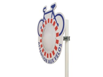 Miroir pour piste cyclable &quot;Attention aux vélos&quot;