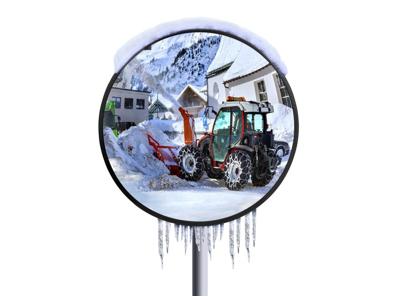Miroir inox de sécurité multi-usages voie privée antigivre - 90° Miroir inox de sécurité multi-usages voie privée antigivre - 90°