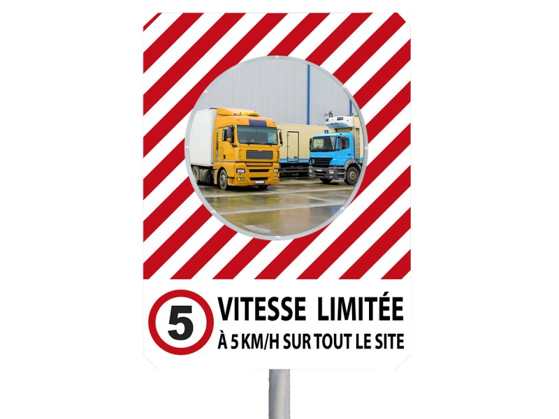 Miroir avec message de sécurité - vison 90° 2 directions