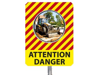 Miroir de chantier temporaire avec message - vision 90°