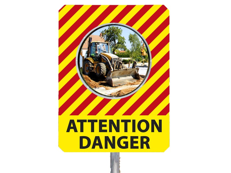 Miroir de chantier temporaire avec message - vision 90°
