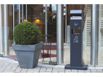 Cendrier sur pied Totem avec poubelle intégrée