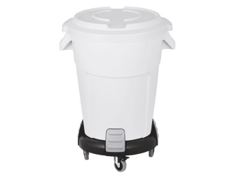 Socle à roulettes pour poubelle ronde 85L HACCP