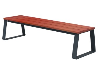 Banquette d'extérieur en bois et pieds acier - Balade