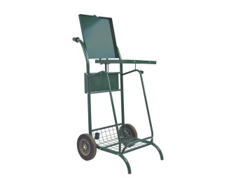 Chariot poubelle voirie pour cantonnier 2 flux