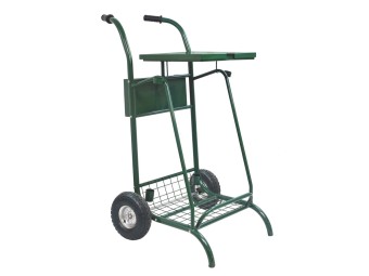 Chariot poubelle voirie pour cantonnier 2 flux