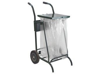 Chariot poubelle voirie pour cantonnier 2 flux
