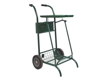 Chariot poubelle voirie pour cantonnier 2 flux