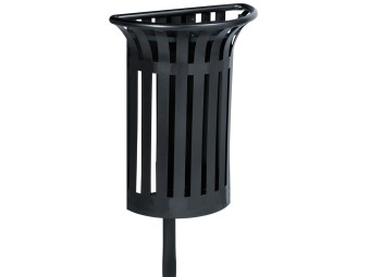 Corbeille Tulipe demi-cercle 35L fixation murale ou poteau