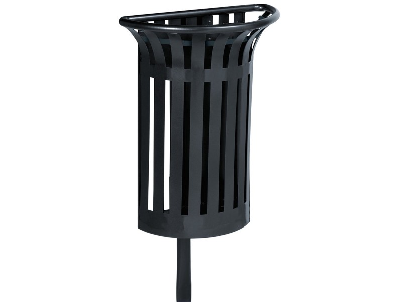 Corbeille Tulipe demi-cercle 35L fixation murale ou poteau