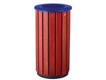 Poubelle extérieur 80L en bois avec tête entonnoir Zeno Bois Access