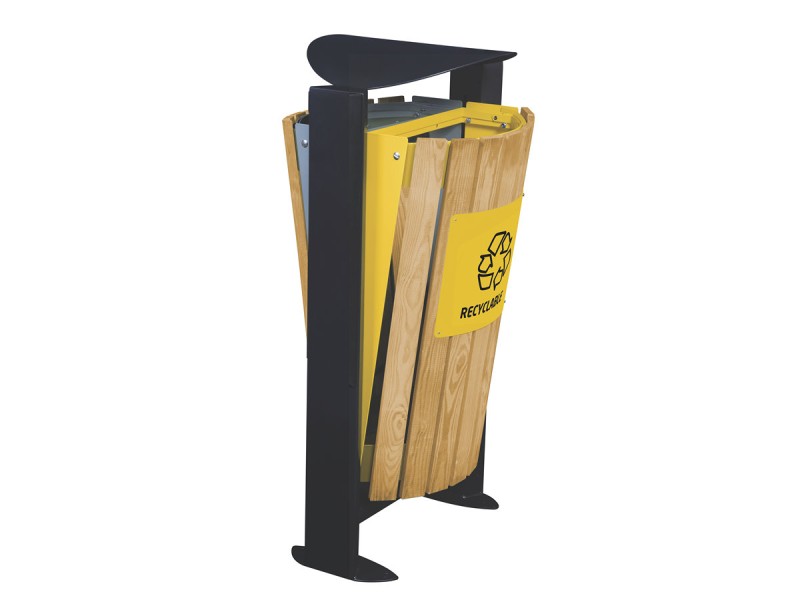 Poubelle double flux façade bois 2 x 60L - Arkéa Poubelle double flux façade bois 2 x 60L - Arkéa