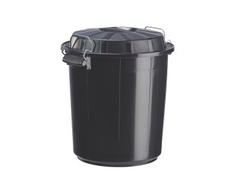 Poubelle de rue ronde 50L, 70L ou 95 L en plastique recyclé Bazi