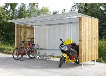 Abri vélos motos métal et bois 10 places - extensible