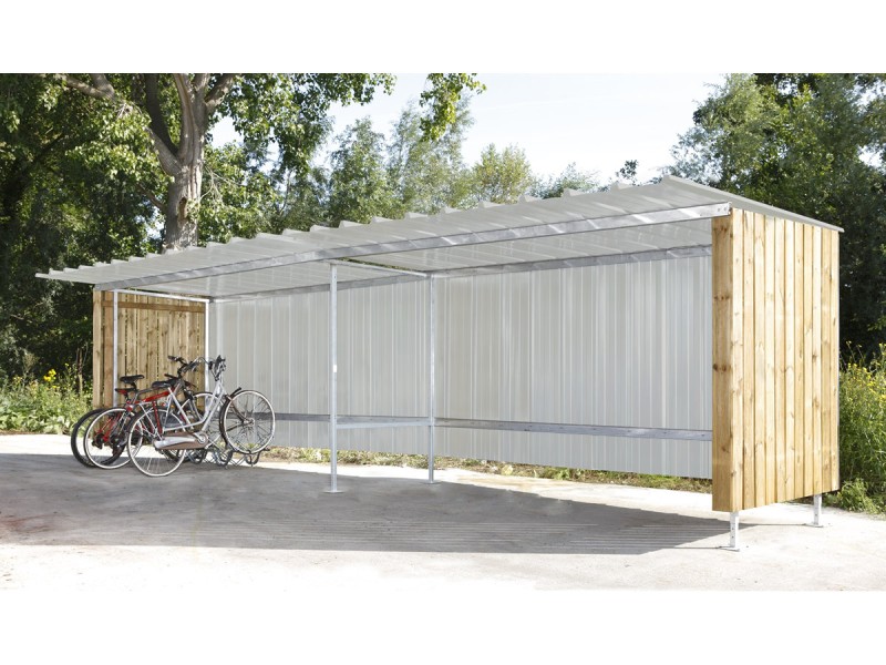 Abri vélos motos métal et bois 10 places - extensible Abri vélos motos métal et bois 10 places - extensible