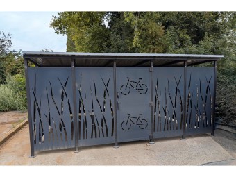 Abri vélos cubique fermé et éclairé jusqu'à 32 vélos - extensible