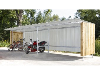 Abri vélos motos métal et bois 10 places - extensible