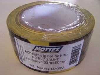 Ruban adhésif de signalisation lisse jaune et noire