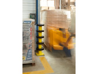 Poteau de protection industrielle avec 5 couronnes en caoutchouc