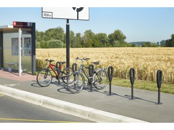 Poteau support 2 vélos avec appui en caoutchouc recyclé