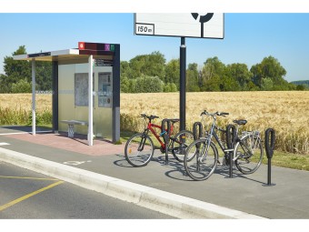 Poteau support 2 vélos avec appui en caoutchouc recyclé