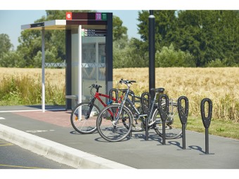 Poteau support 2 vélos avec appui en caoutchouc recyclé