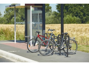 Poteau support 2 vélos avec appui en caoutchouc recyclé