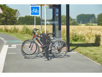 Poteau support 2 vélos avec appui en caoutchouc recyclé