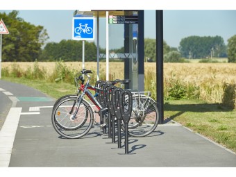 Poteau support 2 vélos avec appui en caoutchouc recyclé